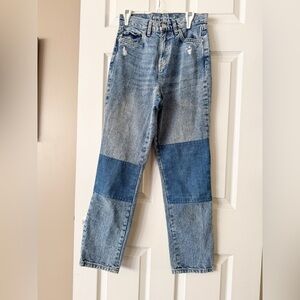 Aeropostale Patchwork Jeans Sz 0 Super High Rise Straight Ankle Skater Y2K/90s